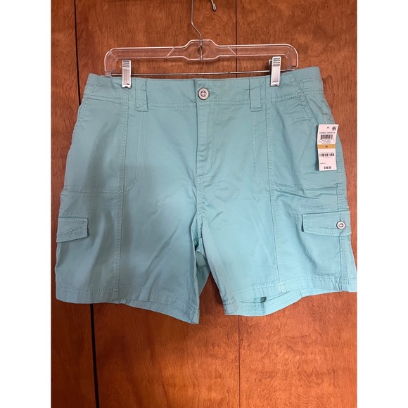 Style&co. Pants - Coastal Utility Casual Style & Co Mid Rise Cargo Shorts Aqua Brook SZ 14 NWT